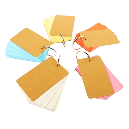 DIYEAH 5 Wort Karte DIY leere Karteikarten Mini-Papierkarten leere karten notizbücher dicke Blankokarten leere Kraftkarte tragbare Wortkarten Speicherkarten lernen Metall Colorful von DIYEAH