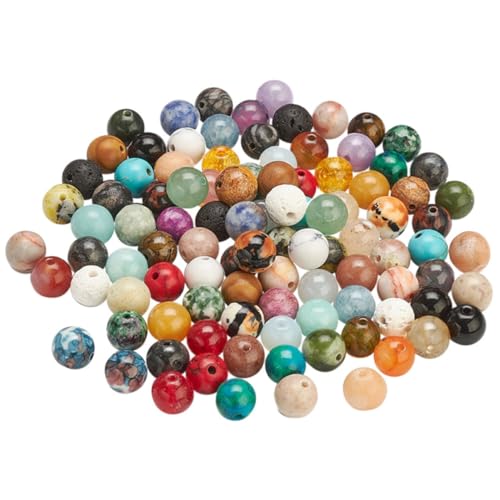 DIYEAH 50 Stück 8mm Kristallperlen Pop-Perlen runden Perlen Stein DIY Schmuckperlen Polierte Kristallperlen DIY Schmuck lose Perlen Bastelperlen selber machen Natürlicher Kristall von DIYEAH