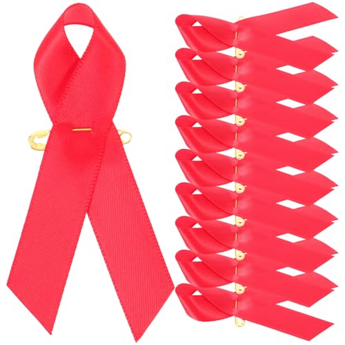 DIYEAH 50 Stück Bastelband Hope Pink Ribbon Pins rotes Band Glücklich Königsblaues Band Zubehör für öffentliche Aktivitäten Rote Spendenbänder -Care-Band tragbare Bandnadel Polyester von DIYEAH