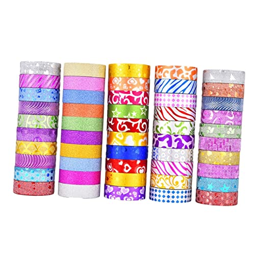 DIYEAH 50 Stück DIY Washi Tape wandverkleidung party decoration Dekorative Klebebänder dekoration party verpackung geschenkpakete Washi Tape-Set glitzerndes goldenes Papierband von DIYEAH