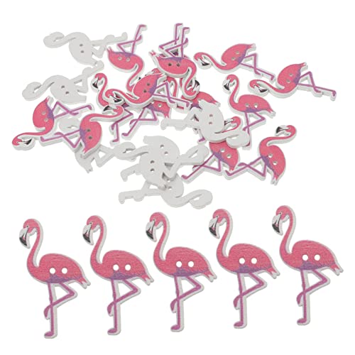 DIYEAH 50 Stück Flamingo-Nähknöpfe Knopf Aufkleber crafts for Flamingo-Dekoration Handgemachte Knöpfe DIY-Knöpfe Holzknöpfe selber machen Cartoon-Schaltflächen Hölzern Rosa von DIYEAH