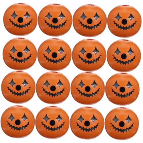 DIYEAH 50 Stück Holzperlen Im Freien Dekorationen Halloween-leckereien Trimmen Hängender Eimer Im Halloween-stil Halloween-kürbiseimer Halloween-eimer Quaste Schmuck Hölzern Orange von DIYEAH