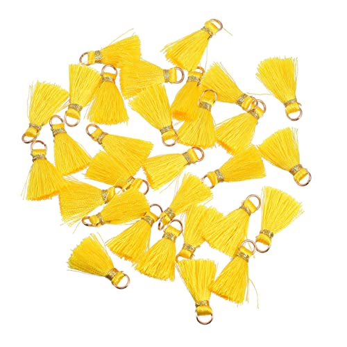 DIYEAH 50 Stück Quaste Anhänger Quasten DIY Quaste Tonperlen-Armband-Set Bausatz zappeln Schlüsselanhänger Tassel Buchzeichen Tassel dekoration Quaste für DIY Fächerquaste Rayon Yellow von DIYEAH