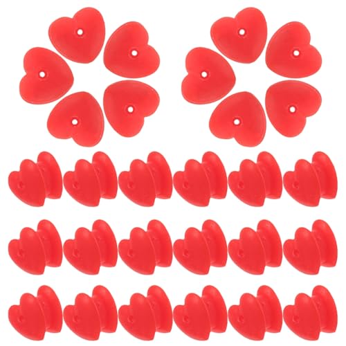 DIYEAH 50 Stück Silikon-Ohrring-Verschlüsse In Herzform Ohrring-Heber-Verschlüsse Rote Ohrring-Verschlüsse Für Hängende Ohren Schwere Ohrstecker von DIYEAH