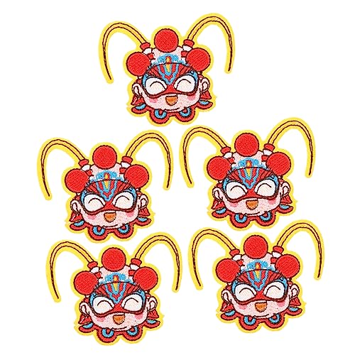 DIYEAH 5St Cartoon Stickerei Patch Stoffflicken für Kleidung süßer Fleck gestickte Aufnäher bestickt Flecken red dot shoe charms Flicken aufbügeln Kleidungsstück Patch nähen Polyester rot von DIYEAH