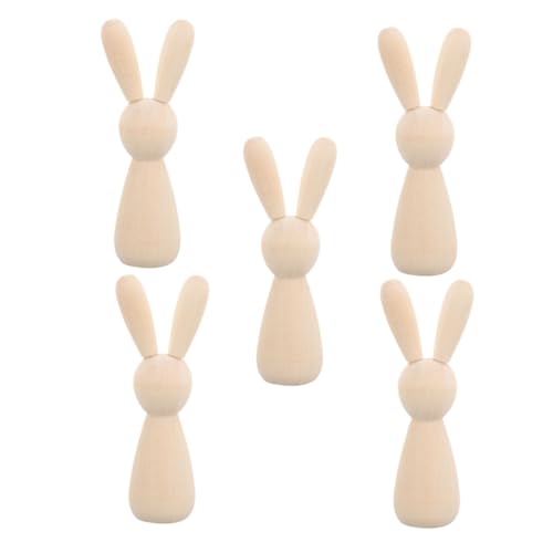 DIYEAH 5St Kaninchen-Holzmann DIY Kaninchenfiguren kinder DIY zubehör DIY liefert Graffiti-Kunsthandwerk unfertiger Hase aus Holz DIY & Handwerk Hasen selber machen Beige von DIYEAH