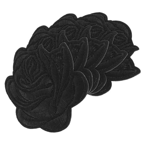 DIYEAH 5St Rosenbeet Eisen auf Patches Hutflicken aufbügeln Aufnäher zum Aufbügeln für Hosen benutzerdefinierter Patch Flickenkleber für Stoff Applikationen Rose Bügelbild Baumwolle Black von DIYEAH