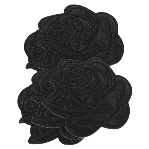 DIYEAH 5St Rosenbeet Eisen auf Patches niedliche Flicken zum Aufbügeln Aufnäher mit Rosenstickerei Hut-Patch Hemdflicken zum Aufbügeln Blumenflecken für Kleidung USA-Patch Baumwolle Black von DIYEAH