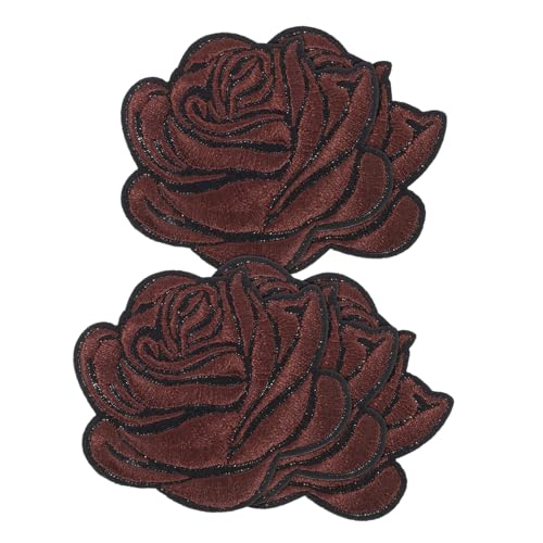 DIYEAH 5St Rosenbeet bügel patches Band-Patches Rosenfleck Flicken aufbügeln herzflicken zum aufbügeln Chenille-Buchstaben Aufkleber bügeln Mini-Patches Patches für Hüte Baumwolle Brown von DIYEAH