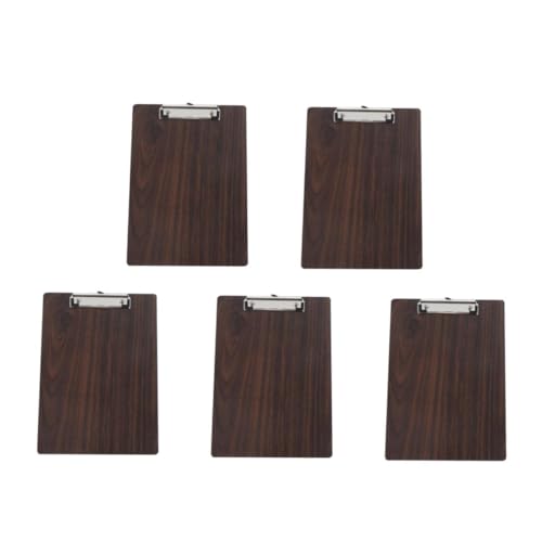 DIYEAH 5St Zwischenablage Holz Clipboard Zeichenbrett Zeichenplatte Holz zeichenmappe Clipbrett Reißbrett-Clips Papierklebeband Skizzenblock malen Künstlerbedarf Holz und Edelstahl Coffee von DIYEAH