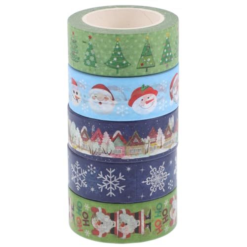 DIYEAH 5st Weihnachts-washi-tape Urlaub Etiketten Weihnachts-wäsche-klebeband Weihnachtsband Aufkleber Weihnachtskarten Dekorationen Lagerbier Weihnachtsdeko Diy Klebeband Papier von DIYEAH