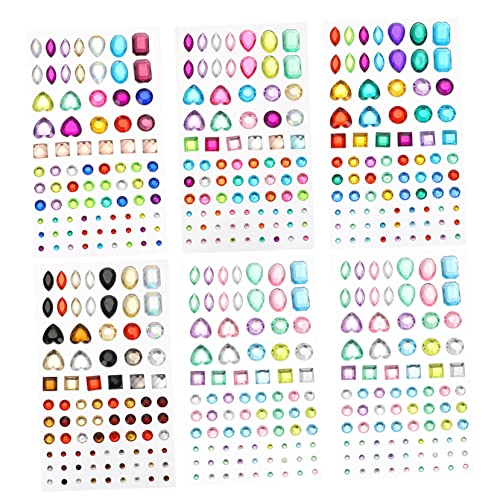 DIYEAH 6 Blätter Diy-diamant-aufkleber Gesicht Edelsteine ​​kleben Hotfix-strasssteine Gesichtsschmuck Stick-edelsteine Gesichtsdiamantaufkleber Perlenaufkleber Diamanten Plastik Colorful von DIYEAH