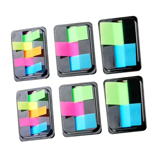 DIYEAH 6 Boxen Kreative Neon Haftnotizen PET Notizen Bunte Lesezeichen Index Tabs Selbstklebende Seitenmarker Für Büro Und Studium Tabs Verschiedenen Farben von DIYEAH