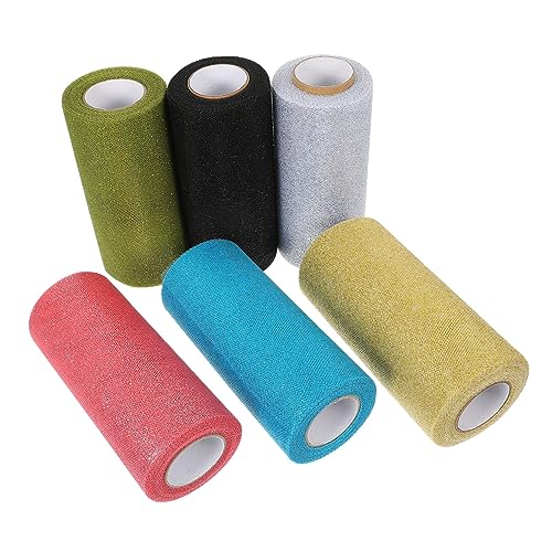 DIYEAH 6 Rollen Glitzer-Mesh-Rolle Pop-Perlen Glyzinien künstliche Blumen Fälschung Lichterkette batteriebetrieben Ort chee vricut gesc Band-Tüll- Partytischdekoration Polyester von DIYEAH