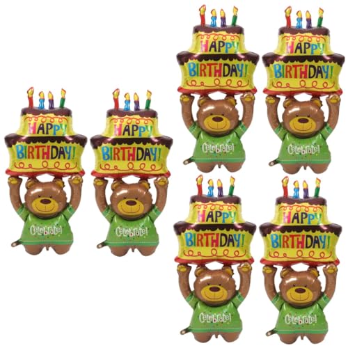 DIYEAH 6 Stk Bärenballon luftballons Ballongas geburtstags ballon birthday balloons partyballons Ballondekorationen Dekoration aus Folienballons bezaubernde Folienballons Aluminiumfolie von DIYEAH