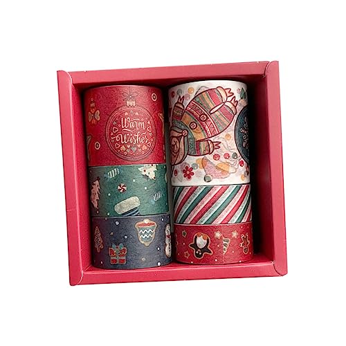 DIYEAH 6 Stück Weihnachtsband weihnachts washi tape Dekorative Klebebänder für Weihnachten dekoratives Klebeband Papierklebeband der Weihnachtsserie Urlaub Journalbänder Weihnachtsbänder von DIYEAH