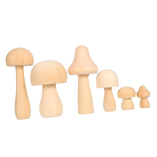 DIYEAH 6-Teiliges Set Doodle weißer Keimpilz Mini-Pilze Pilz-Kit Pilzstift Gartenpilze Pilzzuchtset bastelbedarf geburtstagsdekoration DIY Dekoration holz DIY malen Holz von DIYEAH