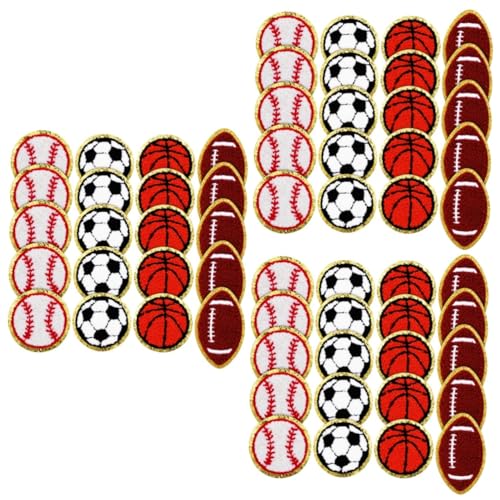 DIYEAH 60 Stück Bestickte Stoff Patches Baseball Patches Hut Patches Kleidungs Patches Für Löcher Goldene Kanten Chenille Patches Fußball Patches Aufkleber Rugby Patches von DIYEAH