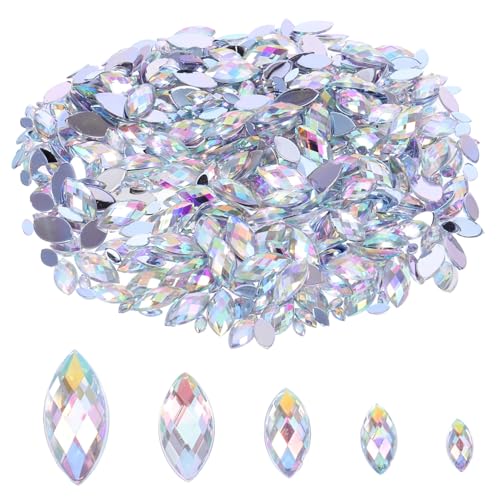 DIYEAH 600 Stück Diamant-edelstein Edelsteine Bastel-strasssteine ​​mit Flacher Rückseite Marquise-nagelkunst Handyhülle Nail Art Marquise-strasssteine ​​für Nägel Pferdeauge- Acryl von DIYEAH