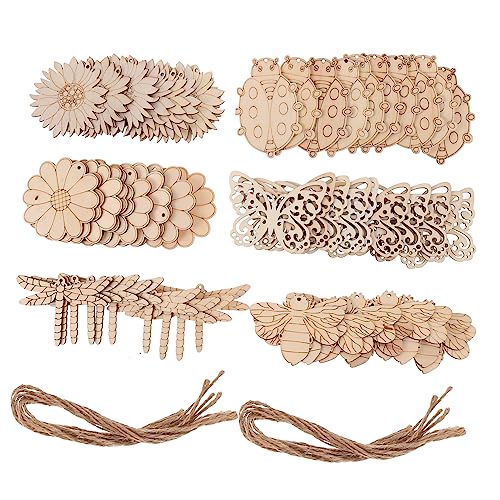 DIYEAH 60Pcs hängendes Kunsthandwerk Ausschnitte Holzbearbeitung woodcarver Holzschmuck Holzverzierungen Holzdekor Holzhandwerk Partyanhänger selber machen DIY Handwerk hängende Dekore von DIYEAH