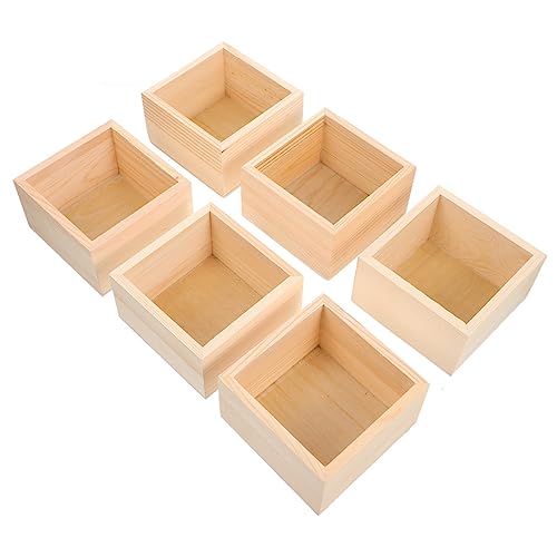 DIYEAH 6Er-Box aus Holz ohne Deckel Aufbewahrungswürfel Aufbewahrungsorganisator für Bastelarbeiten storage boxes aufbwahrungs-box für Schmuck von DIYEAH