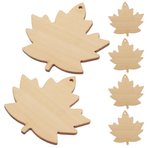 DIYEAH 6Pcs Holzspäne Weihnachtsdekoration Herbst Holz Herbstausschnitte Holz Ahornblatt Holzblattholz Holz Hängende Ornamente Fall Holzausschnitte Holzverzierungen Blanks Maple von DIYEAH