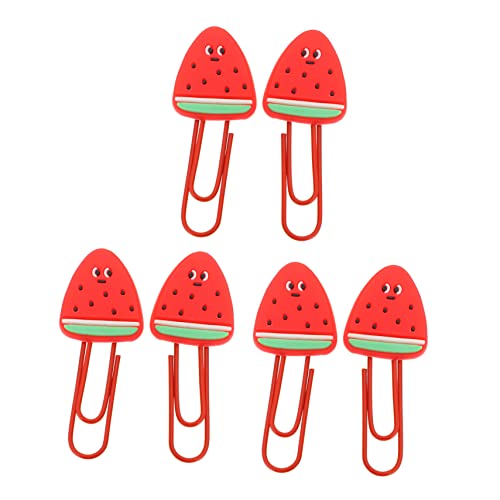 DIYEAH 6St Büroklammer farbige Papierklammer Memo-Clips Cartoon-Obstklammern süße Notizclips Mini-Bürobedarf bookmarks book marks stylische langlebige Clips weiches Gummi rot von DIYEAH