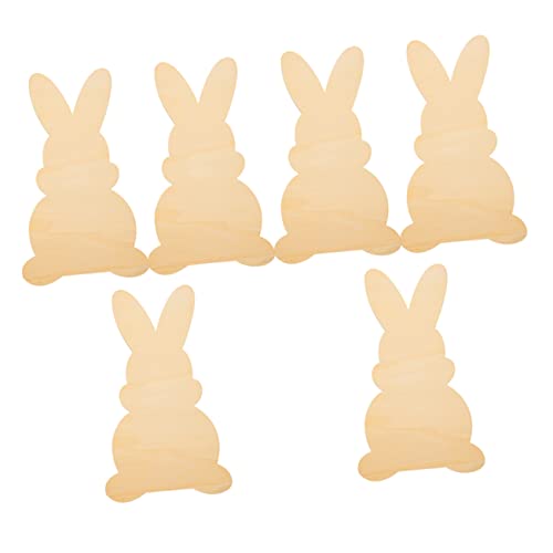 DIYEAH 6St Holzspäne in Hasenform Meerschweinchen Heu Osterhase beflockt Hasenfiguren Wurf geschenkideen für ostern geschenkideen ostern leere Holzscheiben unvollendetes Holzscheibendekor von DIYEAH