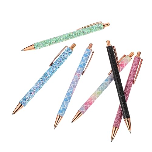 DIYEAH 6St Kugelschreiber drücken Stift drehender Stift flauschiger Stift schwarze Kugelschreiber briefpapier schreib schreib schreib Druckstift kreativer Kugelschreiber Metall von DIYEAH