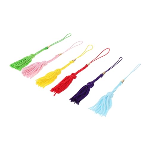 DIYEAH 6St Quaste Lanyard Schlüsselanhänger Schmuck Draht Taschenanhänger mit Quaste Schmuckzange Reize büro dekoration bürodekoration hängende Quaste Vorhangdekor Quaste Rayon Colorful von DIYEAH