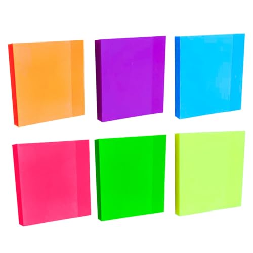 DIYEAH 6er Set Farbige Selbstklebende Haftnotizen Transparent Sticky Memo Pads Für Schule Und Büro Bunte Notizzettel von DIYEAH