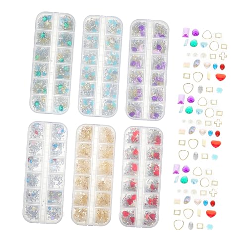 DIYEAH 6er Set Nail Art Rhinestones 12 Fächer Strass Box Mit Perlen Und Glassteinen Für DIY Maniküre Glänzende Nail Tip Dekorationen Für Damen Und ädchen von DIYEAH