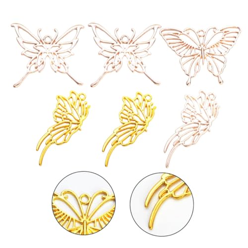 DIYEAH 6pcs Schmetterlings Rahmen Aus Diy-epoxy-legierung Lünette Anhängerrohlinge Lünetteneinfassungsrahmen Rahmen-anhänger-charme Bausatz Perlenbrett Open-back-anhänger Reize Golden von DIYEAH