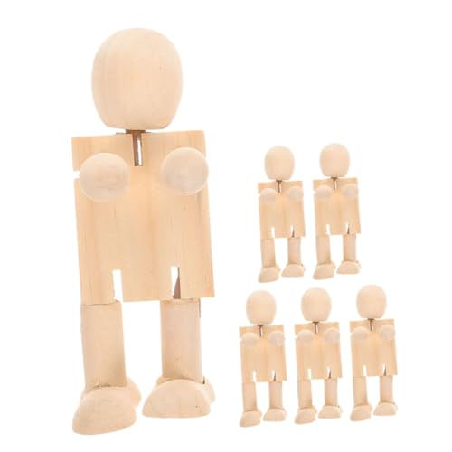 DIYEAH 6st Holzroboterpuppe Diy Puppenmenschen Roboterfigur Roboterpuppen Aus Holz Malen Roboter Leute Pfeifen Puppenkörper Holz Puppe Roboterfiguren Aus Holz Beige von DIYEAH