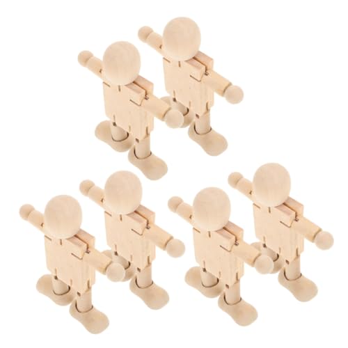 DIYEAH 6st Holzroboterpuppe Holzklammern Zum Basteln Roboterpuppen Aus Holz Roboterfigur Gegliederte Holzfiguren Bemalbare Roboterkörperfiguren Roboterfiguren Aus Holz Beige von DIYEAH