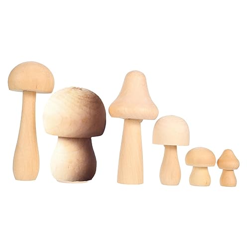 DIYEAH 6st Pilzspielzeug Aus Holz Kleiner Pilz Pilzlaterne Pilz-nachtlicht Pilz Hocker Pilz Kissen Unfertiger Pilz Studio Pilz Zeug Pilzmodellierspielzeug Minifigur Pilzteppich von DIYEAH