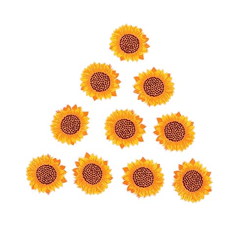 DIYEAH 7 Sätze Banner Sticken Desktop-lampendekoration Kleid Weiß Sonnenblumen Aufnäher Apfelding Hübsches Sonnenblumenfeld Stickerei-sonnenblumen-stoffaufkleber Vlies Yellow 10 Stück * 7 von DIYEAH