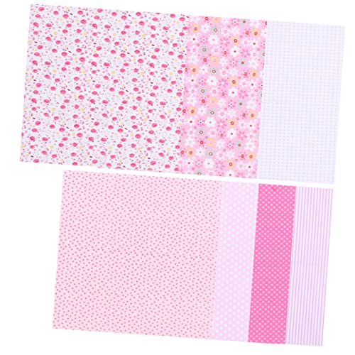 DIYEAH 7st Baumwoll-Patchwork Selber Machen Quadratisches Material Polsterstoff Stich Quiltzubehör Leinen Musterstoff Filzstoff Gänseblümchen-Stoff Baumwoll-Canvas-Stoff Rosa Baumwolle von DIYEAH