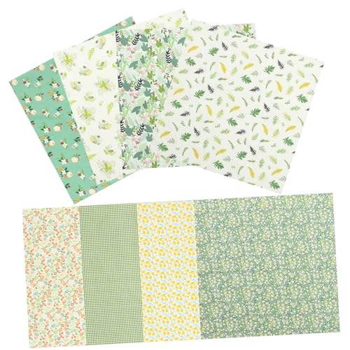 DIYEAH 8 Blätter Bedruckter Twill-Stoff Baumwolltuch Selber Machen Patchworkdecke Leinenstoff Filzstoff Polsterstoff Fleecestoff Quiltzubehör Nähen Stoff Tuch Stoffbündel Green Baumwolle von DIYEAH