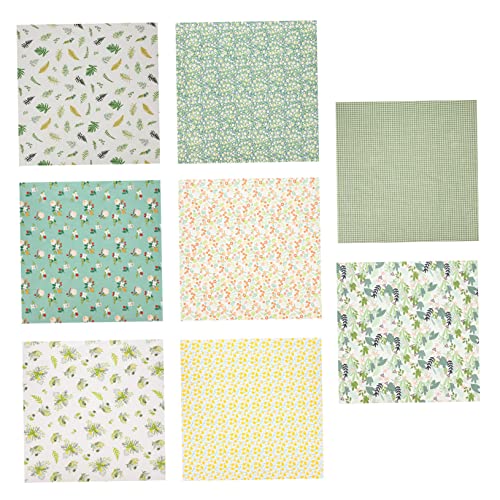 DIYEAH 8 Blätter Blumen-Patchwork Stoffbündel Quadrate Patchwork Fleecestoff Leinen Baumwollkuchen Baumwollstoffe Patchwork Materialien Patchwork-Steppstoff Stoff zum Quilten Baumwolle von DIYEAH