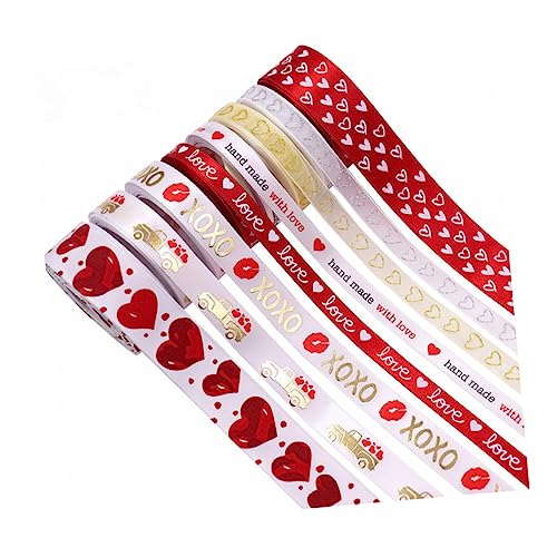 DIYEAH 8 Rollen Schleife seidenband ribbon büch dekoration valentinesday Geschenkband Hochzeits-Bastelbänder Spitzenbesatz Hochzeitsgeschenke Bogenband Partyzubehör Verpackungsband rot von DIYEAH