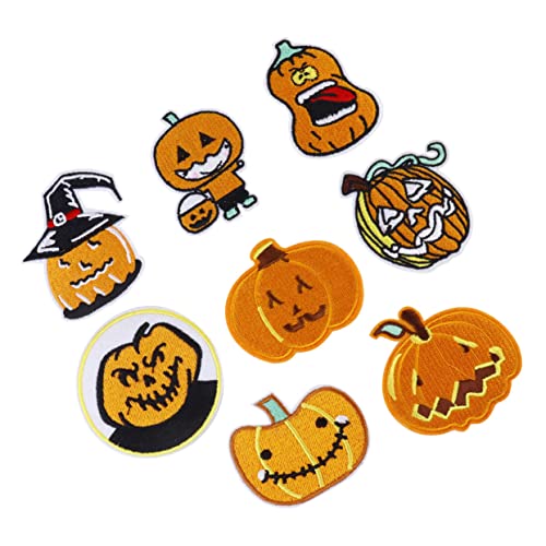 DIYEAH 8 Stk Halloween-Kürbis-Patch-Aufkleber Kürbis Patch zum Aufnähen Kürbisflecken auf Patch halloween mitgebsel halloween oblaten Halloween-Patches gestickter Aufnäher mit Kürbis von DIYEAH