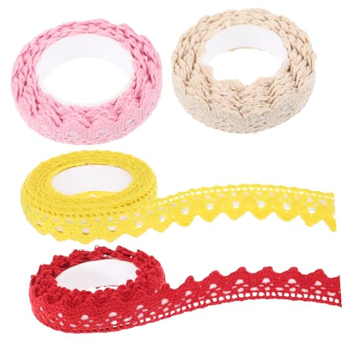 DIYEAH 8 Stk Spitzenband Vintage Juteband Diy-handkontoband Geschenkverpackungsband Farbiges Dekorativer Tagebuchaufkleber Farbiges Klebeband Spitze Washi Masking Tape Baumwolle von DIYEAH