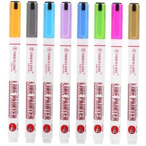 DIYEAH 8 Stk zweizeiliger Umrissstift Metallstifte Scrapbooking-Marker Textmarker-Stick Glitzer-Textmarker basteln Sammelalbum doppelte Linienmarkierungen metallische Markierungen Plastik von DIYEAH