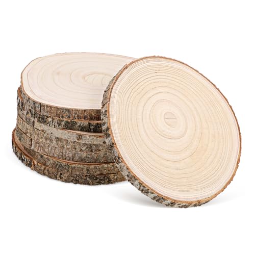 DIYEAH 8 Stück Paulownia Unlackierte Leere Ausschnitte Rustikale Etiketten Holzscheiben Für Tafelaufsätze Holzscheiben Holzscheiben Brennholzscheite von DIYEAH