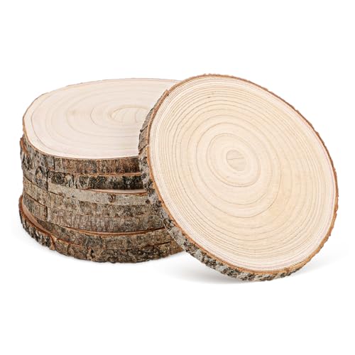 DIYEAH 8 Stück Paulownia Unlackierte Rustikale Etiketten Leere Ausschnitte Runde Holz Bastelbedarfsartikel Holzscheite Holzsteakplatten Holzscheiben Für von DIYEAH