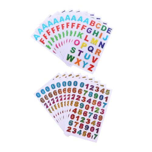 DIYEAH 80 Blatt Farbige Laseraufkleber Brief Papier Etiketten seriell Beschriftung scrapbooking sticker scrapbook stickers Glänzende Sticker Alphabet-Buchstaben-Aufkleber Album-Aufkleber von DIYEAH