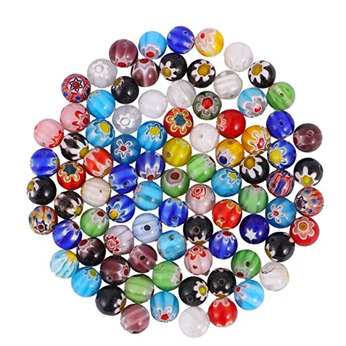 DIYEAH 80 Stück Tausend Blumen Glasperlen Charm Halskette Große Lochperlen Perlenperlen Bulk Charms Webstuhlbänder Alphabetperlen Edelsteinperlen Schmuckzubehör Perlen DIY von DIYEAH