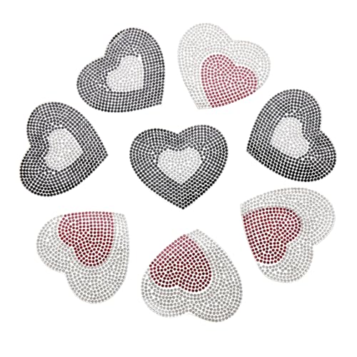 DIYEAH 8St Strass-Patch-Dekoration Face Glitter Festival Herz-Stickerei-Patches Hotfix Perlen rhinestones glitzersteinchen kleidung dekorative Fellflecken Mantelflicken Strasssteine von DIYEAH