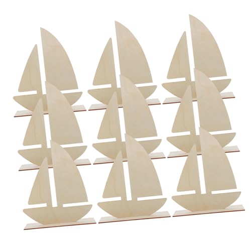 DIYEAH 8sets Weißes Embryo-segelboot Selber Bauen Segelboot Dekoration Diy Segelboot Raddekor Yacht Schiff Bastelset Segelbootförmiges Unfertiges Holzhandwerk Leer 10pcs*8 von DIYEAH